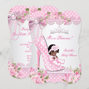 Convites Chuva de Bebê Menina Rosa Pontos Polka Saltos Alto