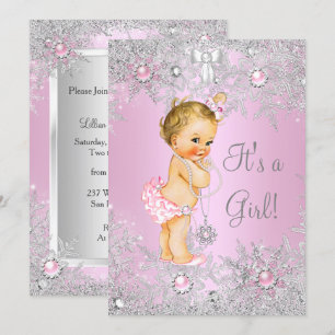 Convites Chuva de Bebê Menina Rosa Terra de Maravilhas de I
