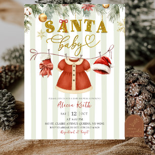 Convites Chuva de Bebê Menina Roupas de Papai Noel de Natal