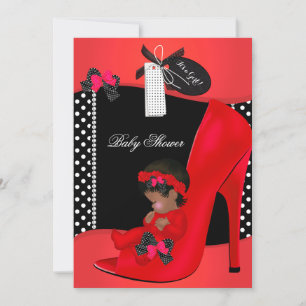 Convites Chuva de Bebê Menina Sapato Vermelho de Bebê Ponto