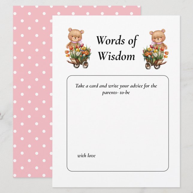 Convites Chuva de Bebê Menina Teddy Floral (Frente/Verso)