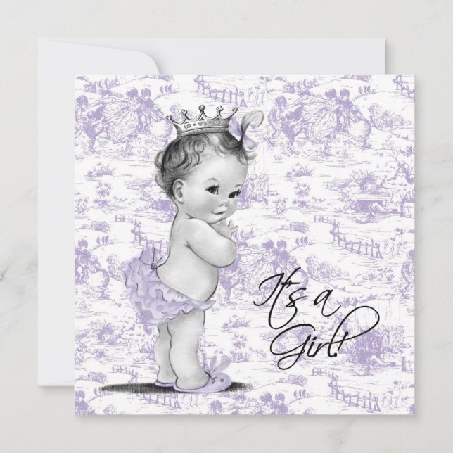 Convites Chuva de Bebê Menina Toile Roxo (Frente)