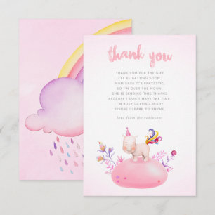 Convites Chuva de Bebê Menina Unicórnio Rinoceronte Aquarel
