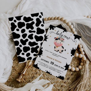 Convites Chuva de Bebê Menina Vaca Sagrada Floral Boho
