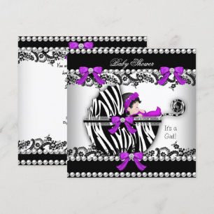 Convites Chuva de Bebê Menina Zebra Berço Pérola 3