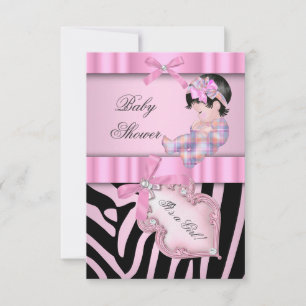 Convites Chuva de Bebê Menina Zebra Rosa