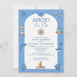 Convites Chuva de Bebê Menino Ahoy Marinheiro Náutico Ocean