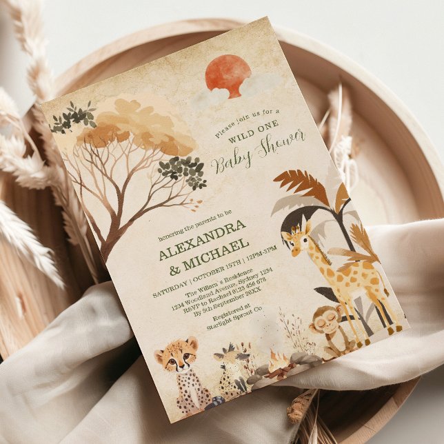Convites Chuva de Bebê Menino Animais Safari Fera (Criador carregado)