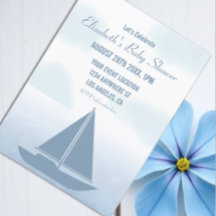 Chuva de Bebê Menino Aquarela Azul Barco à Vela