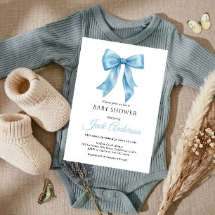 Convites Chuva de Bebê Menino Arco Azul Chic Simples Elegan