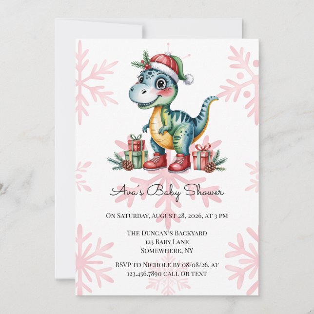 Convites Chuva de Bebê Menino Azul de Natal e Presentes com (Frente)