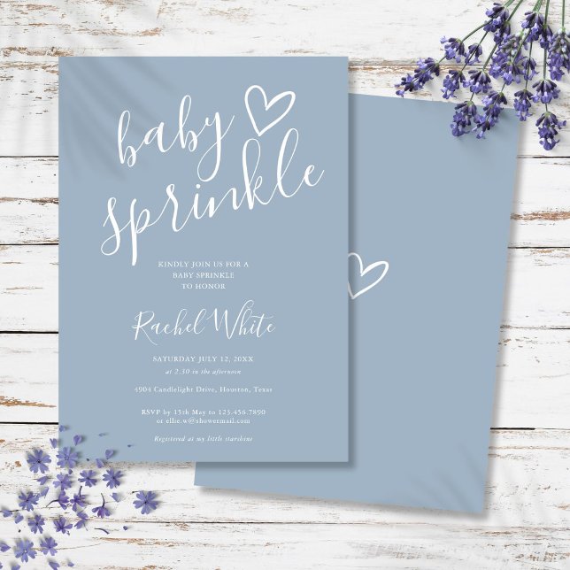 Convites Chuva de Bebê Menino Azul Empoeirado (Dusty Blue Baby Boy Baby Sprinkle Shower Invitation)
