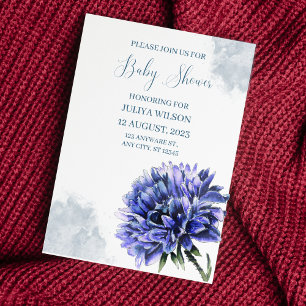 Convites Chuva de bebê menino azul naval Cornflower