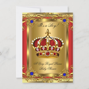 Convites Chuva de Bebê Menino Azul Real Azul Regal Vermelho