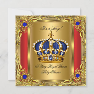 Convites Chuva de Bebê Menino Azul Real Príncipe Azul Regal