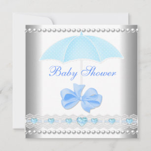 Convites Chuva de Bebê Menino Bebê Azul Guarda-chuva