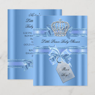 Convites Chuva de Bebê Menino Bebê Azul Pequeno Príncipe Co