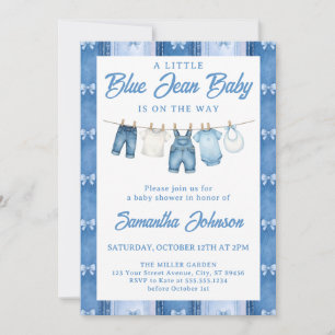 Convites Chuva de Bebê Menino Blue Jean