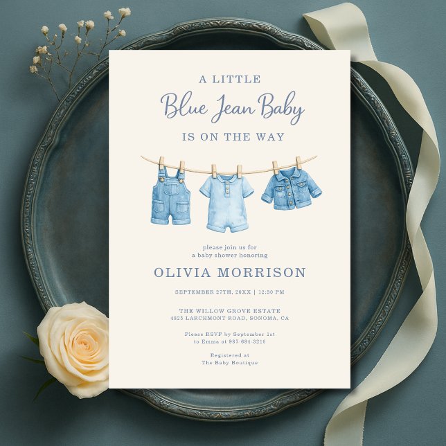 Convites Chuva de Bebê Menino Blue Jean (Criador carregado)