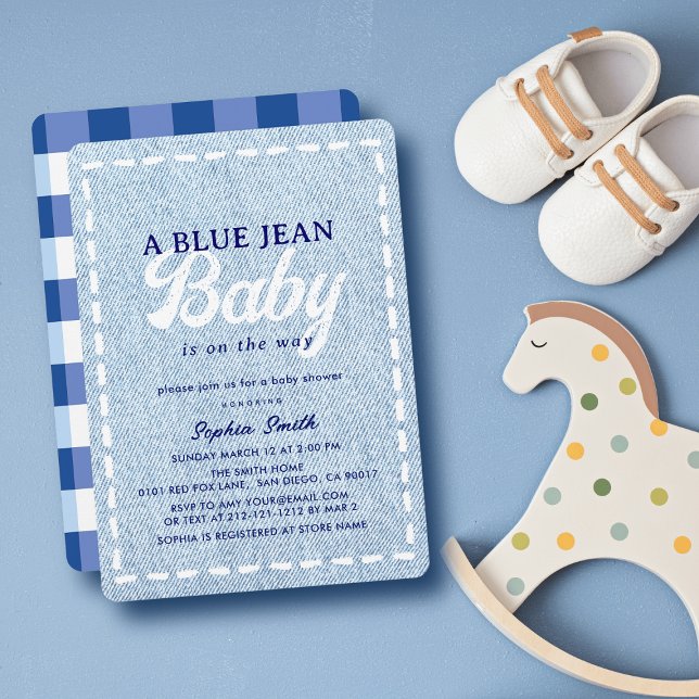 Convites Chuva de Bebê Menino Blue Jean Baby (Criador carregado)