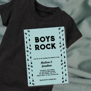 Convites Chuva de Bebê Menino de Guitarra de Rock N Roll