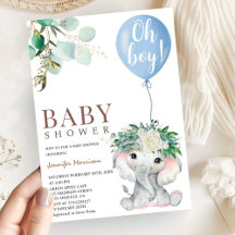 Chuva de Bebê Menino Elefante Azul