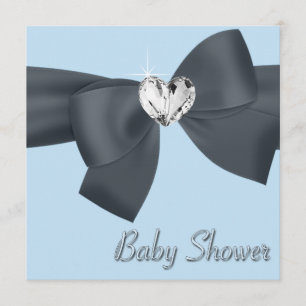 Convites Chuva de Bebê Menino Elegante Arco Azul Preto