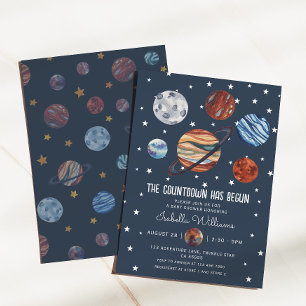 Convites Chuva de Bebe Menino Espaço Sideral Planetas