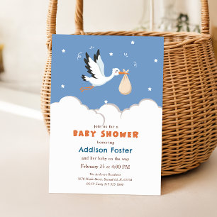 Convites Chuva de Bebê Menino Especial Entrega Blue Stork