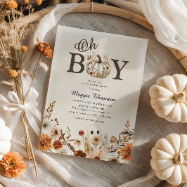 Convites Chuva de Bebê Menino Floral Fantasma Outono Boho H