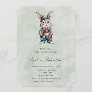 Convites Chuva de Bebê Menino Hipster Bunny