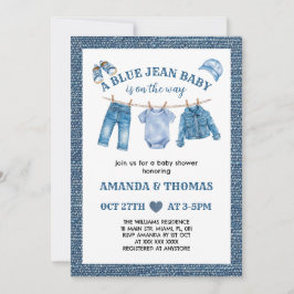 Convites Chuva de Bebê Menino Jean Azul