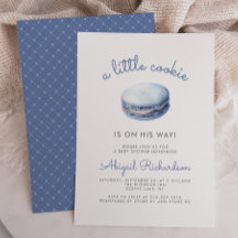 Chuva de Bebê Menino Macaron Biscoito Azul Pequeno