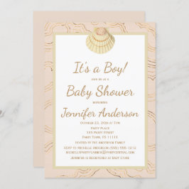 Convites Chuva de Bebê Menino Menina Verão Praia Conchas