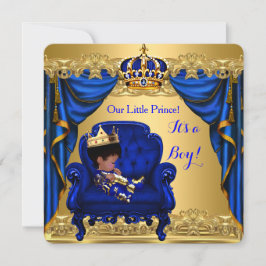 Convites Chuva de Bebê Menino Pequeno Príncipe Azul Real Do