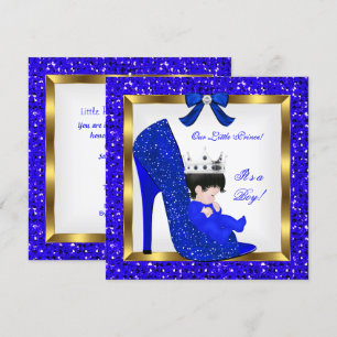 Convites Chuva de Bebê Menino Príncipe Azul Royal Sapato