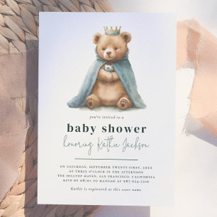 Convites Chuva de Bebê Menino Principezinho Urso Teddy Real