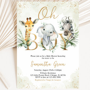 Convites Chuva de Bebê Menino Safari Animais