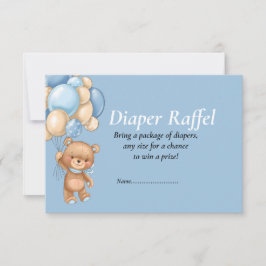 Convites Chuva de Bebê Menino Teddy Balões Azul Diaper Raf