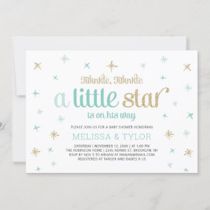 Convites Chuva de Bebe Menino Twinkle Little Star, Sprinkle