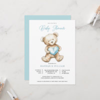 Chuva de Bebê Menino Urso de Pelúcia Coração Azul 