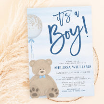 Chuva de Bebê Menino Urso Teddy Balão Azul