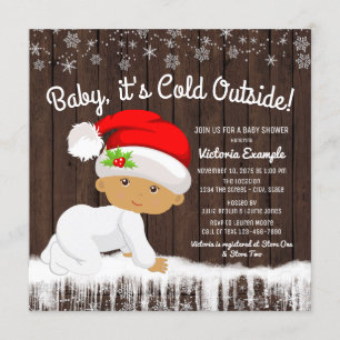 Convites Chuva de Bebê Meninos Natal Bebê É Frio Lá Fora