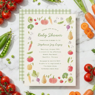Convites Chuva de Bebê Mercado de Produtor Vegetais em Aqua