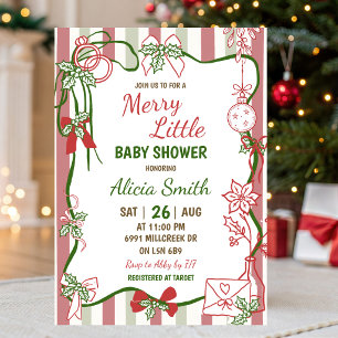 Convites Chuva de Bebê Merry Little Manuscrita Doodle