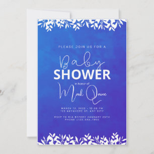 Convites Chuva de Bebê Minimalista Azul