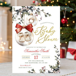 Convites Chuva de Bebê Minimalista de Natal de Inverno