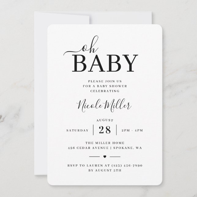 Convites Chuva de Bebê Minimalista Elegante (Frente)