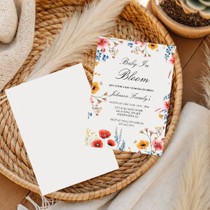 Convites Chuva de Bebê Moderna e Elegante 'Baby In Bloom' p