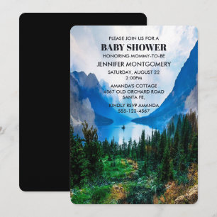 Convites Chuva de Bebê Montanhas Rústicas do Campo Cena da 